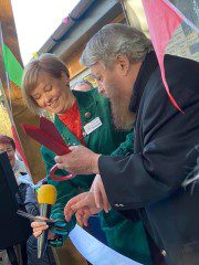 A proud day Suzanne opening the Windlesham Hub with Brian Blessed