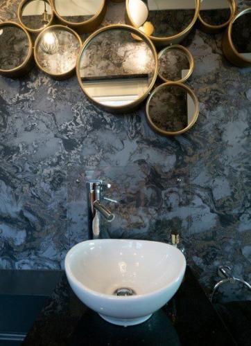 Mirrors over sink in new cloakroom